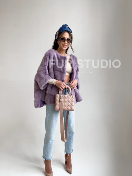 Свитер из меха норки в лавандовом оттенке - фото 3