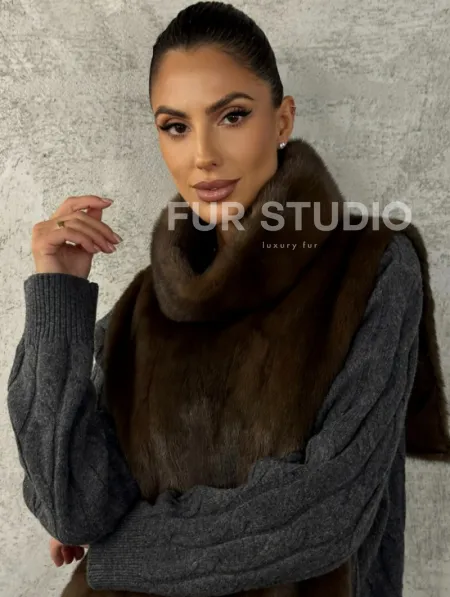 Манишка норковая - цвет соболь - фото 4