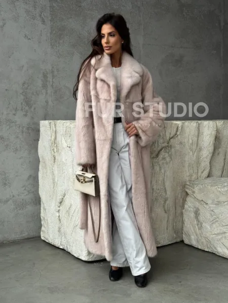 Светлая классическая норковая шуба - фото 12