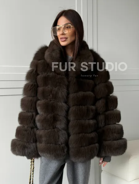 Шуба из натурального песца под соболь - фото 11