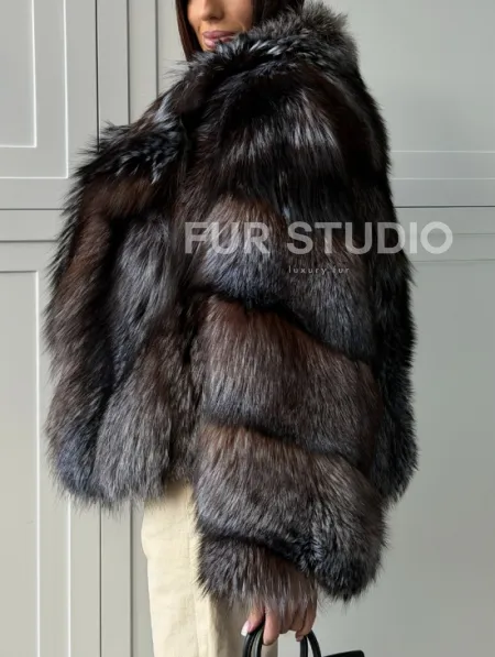 Шуба из меха блюфрост - воротник английский - фото 4