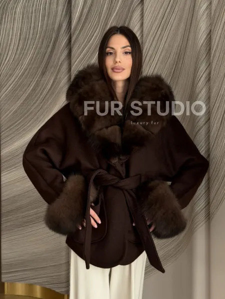 Пальто с мехом песца под соболь - фото 18