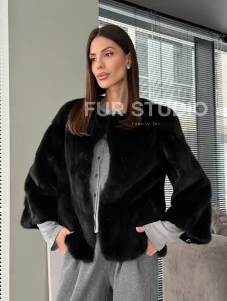 Норковый жакет - цвет черный - фото 10