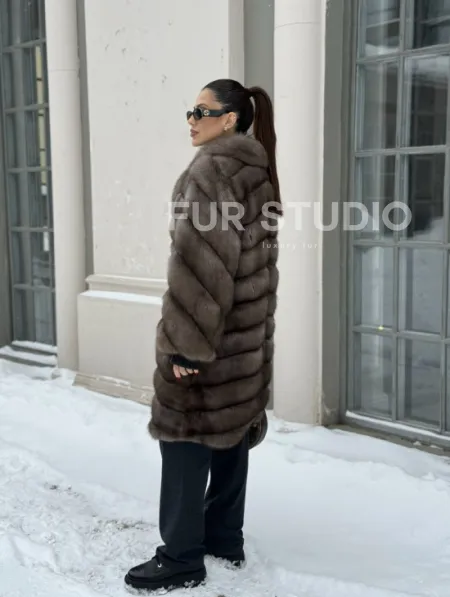 Шуба из меха соболя цвет Тортор  седина 1/2 - фото 7