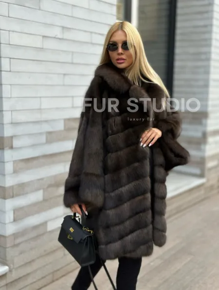 Шуба из натурального меха баргузинского соболя (седина 2) - фото 2