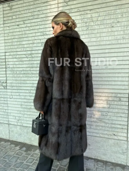 Классическое пальто из меха соболя седина 1/2 - фото 4