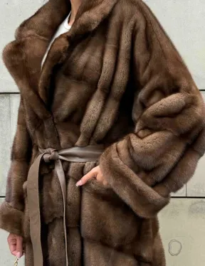 Кимоно шуба английский воротник - цвет соболь - фото 1