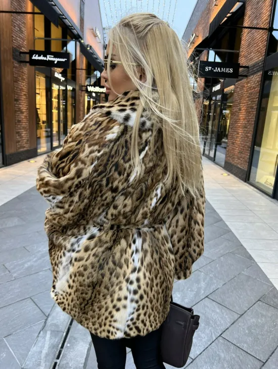 Шуба из оцелота под леопард модель «Летучая мышь» - фото 1