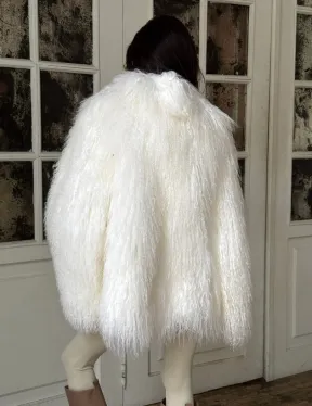Шуба из меха ламы PREMIUM COLLECTION, английский воротник - фото 2
