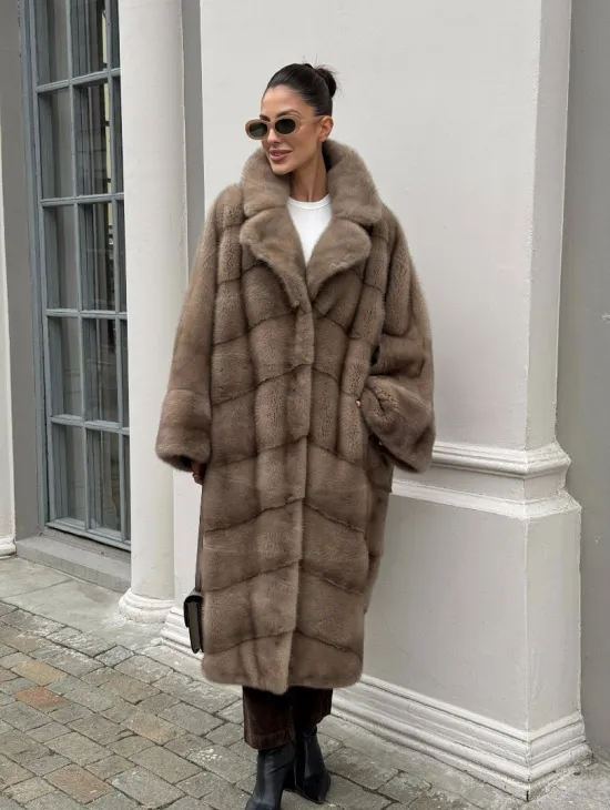 Норковая шуба Бохо из меха скандинавской норки Pastel (большие размеры) - фото 11