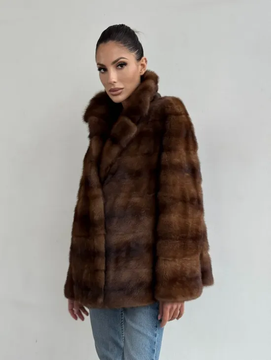 Шуба автоледи из соболиной норки, цвет соболь - фото 11