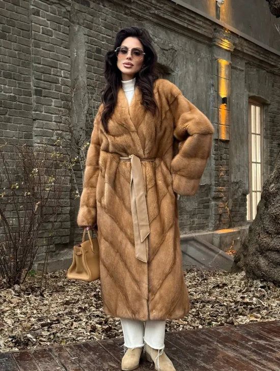 Шуба кимоно из аукционного меха норки GOLDEN COLLECTION - фото 8