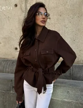 Женская куртка - рубашка из замши - фото 5