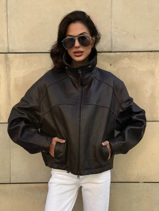 Короткая куртка оверсайз из натуральной кожи Joomba - фото 6