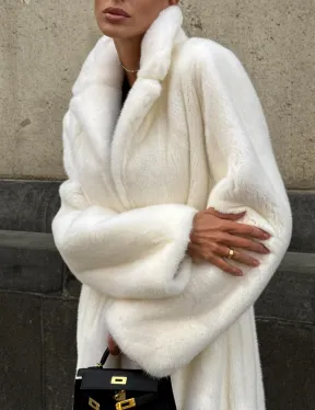 Длинная белая норковая шуба - фото 2