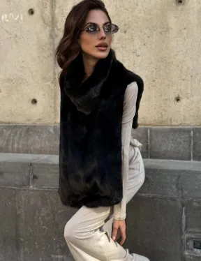 Черная норковая манишка - фото 6