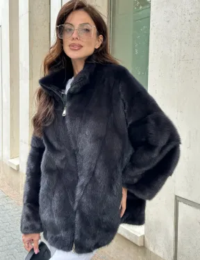 Норковый полушубок - графит - фото 0