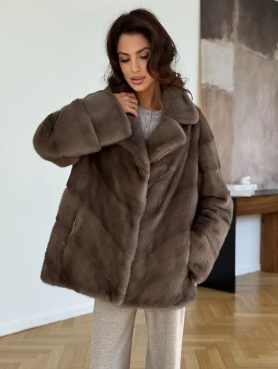 Шуба сasual art из меха норки lavender - фото 5