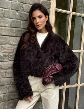 Укороченная шуба из овчины калган - фото 6