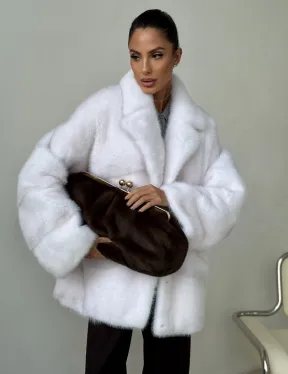 Белый норковый полушубок - фото 4