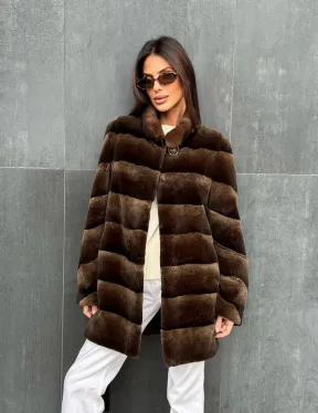 Шуба из кролика с норковым воротником - фото 7