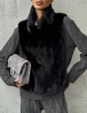 Черная манишка из меха норки - фото 2