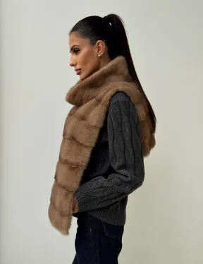 Бежевая норковая манишка - фото 8