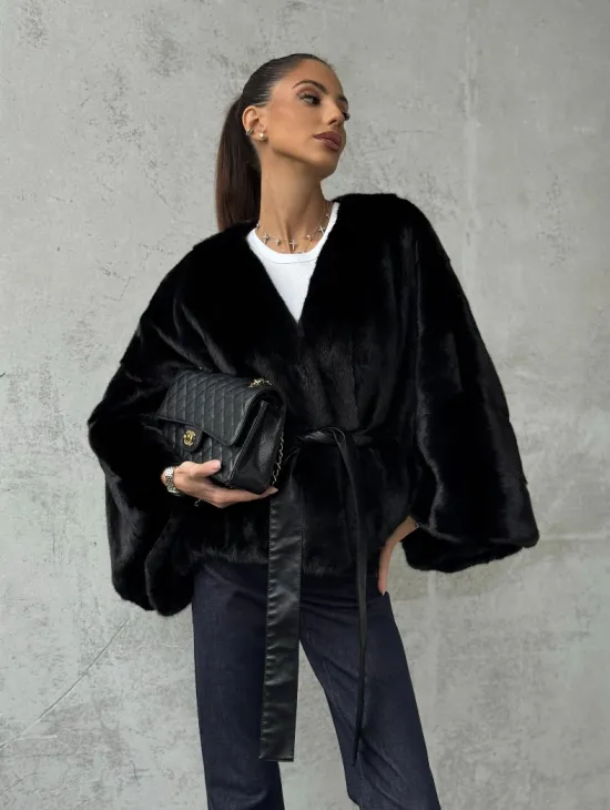 Черная натуральная женская норковая шуба - фото 6