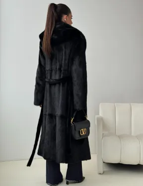 Черная норковая шуба с капюшоном - фото 4