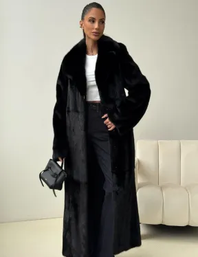 Черная норковая шуба с поясом - фото 5