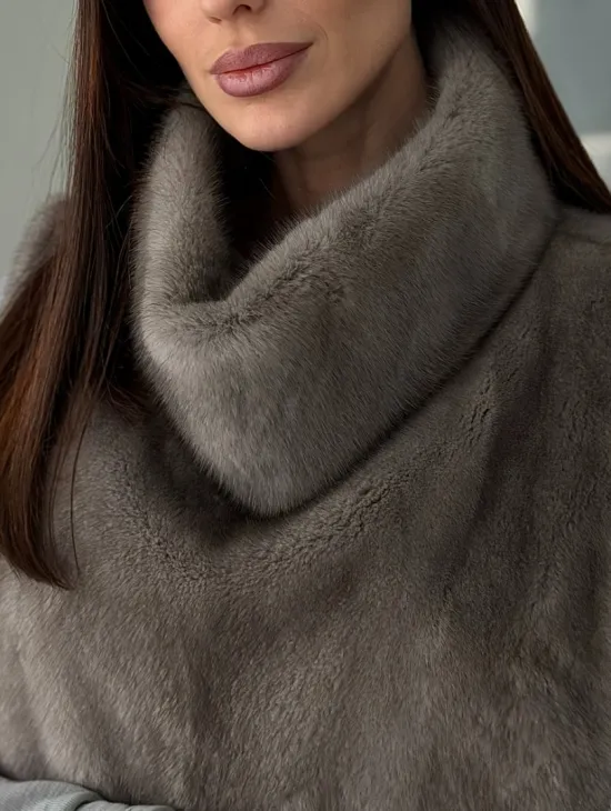 Манишка норковая серая - фото 1