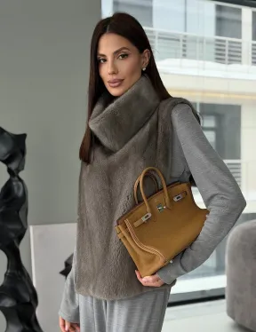 Манишка норковая серая - фото 16