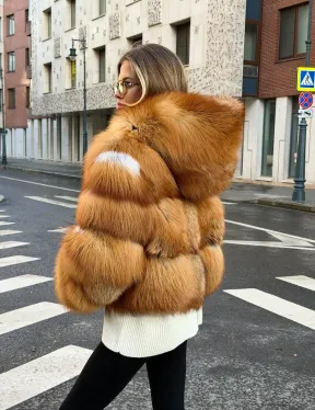 Шуба из лисы с капюшоном - фото 13