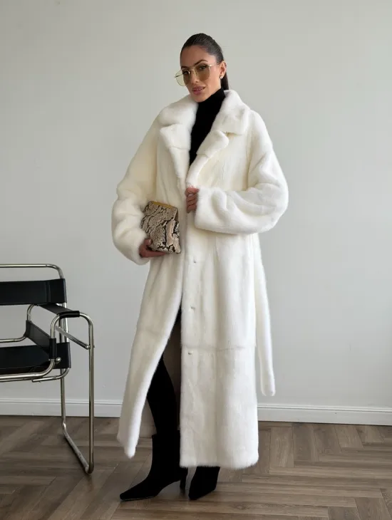 Белая норковая шуба в пол - фото 9