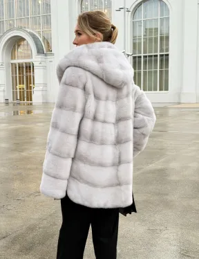 Белая норковая шуба с капюшоном - автоледи - фото 11