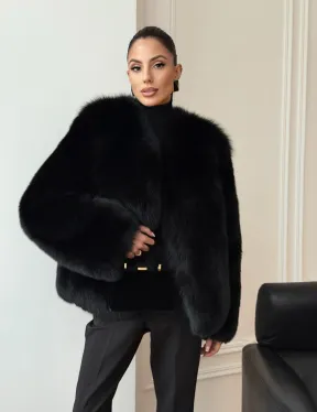 Черная короткая шуба из песца - фото 10