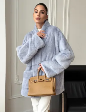 Голубая норковая шуба - жакет - фото 6