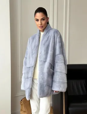 Голубая норковая шуба - жакет - фото 10