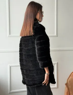 Меховое пальто из вязаной норки - фото 7