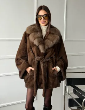 Полушубок автоледи норковый - воротник куница - фото 13