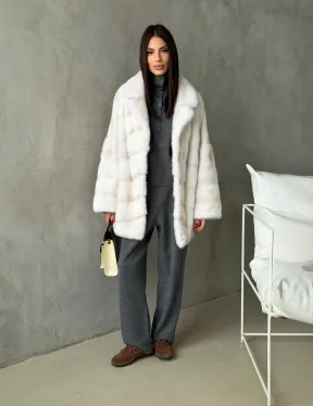 Полушубок норковый в цвете паломино - фото 14