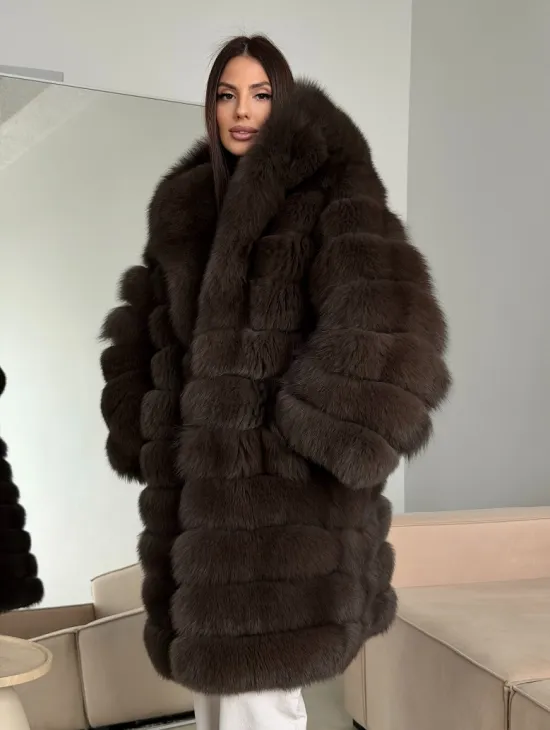 Шуба из песца с капюшоном - фото 12