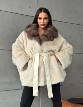Норковая шуба - куртка с мехом куницы - фото 12