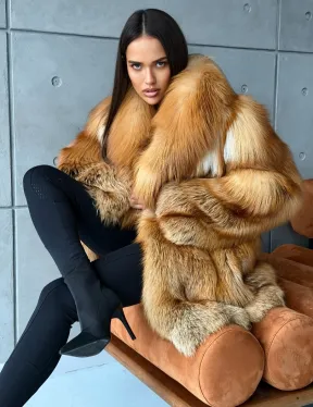 Шуба из натурального меха лисы - фото 7