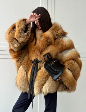 Шуба из лисы огневки - оверсайз - фото 14