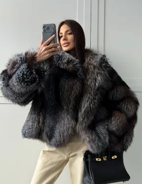 Шуба из меха блюфрост - воротник английский - фото 18