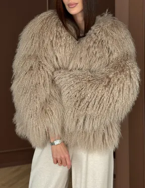 Шуба из натурального меха ламы - фото 5