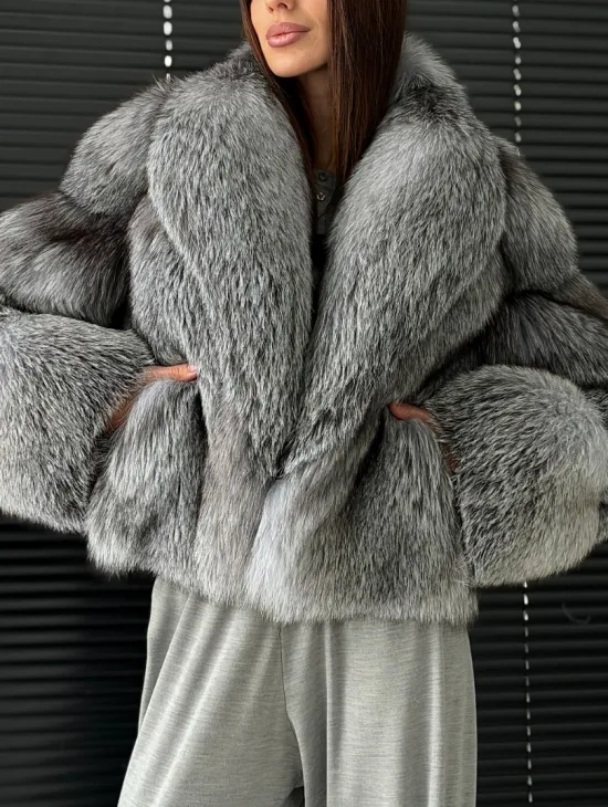 Полушубок - кроп из меха блюфрост - фото 2