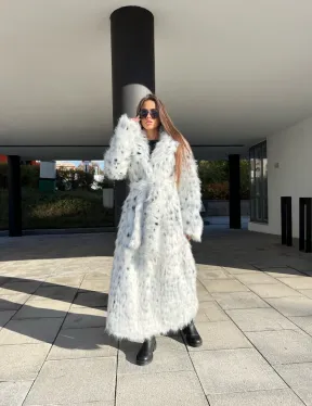 Удлиненная шуба из экомеха под рысь - фото 5