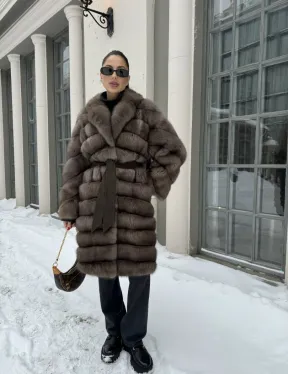 Шуба из меха соболя цвет Тортор  седина 1/2 - фото 8